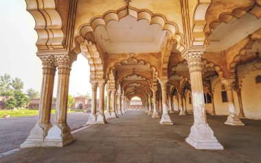 Agra Fort medieval architecture of the Diwan i Aam known as the hall of public audience used by the Mughal Emperor to meet the common people  clipart