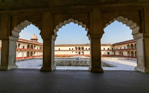 Agra Fort Vit Marmor Kungliga Palats Med Dekorerad Trädgård Från — Stockfoto