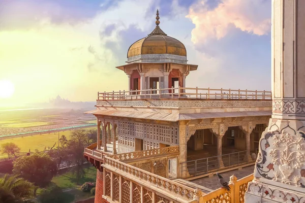 Agra Fort Medeltida Indiska Fort Röd Sandsten Och Marmor Med — Stockfoto