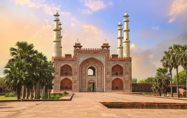 Středověká Brána Akbar Tomb Červeného Pískovce Mramoru Sikandra Agra Indie — Stock fotografie