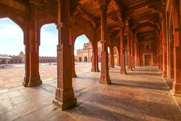 Fatehpur Sikri Red Sandstone Architecture Structure View Columns Biggest Indian — стокове фото