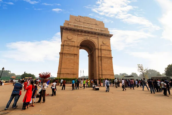 Neu Delhi Indien Oktober 2018 Touristen Genießen Der Nähe Des — Stockfoto