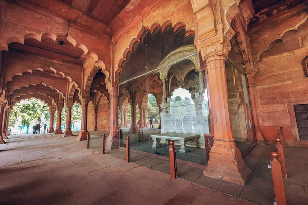 Delhi Índia Outubro 2018 Trono Medieval Mogol Revestimento Vidro Red — Fotografia de Stock