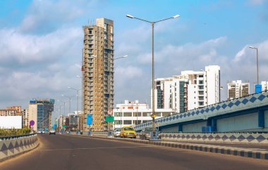 Kolkata 'da köprü manzaralı Hint şehirleri..