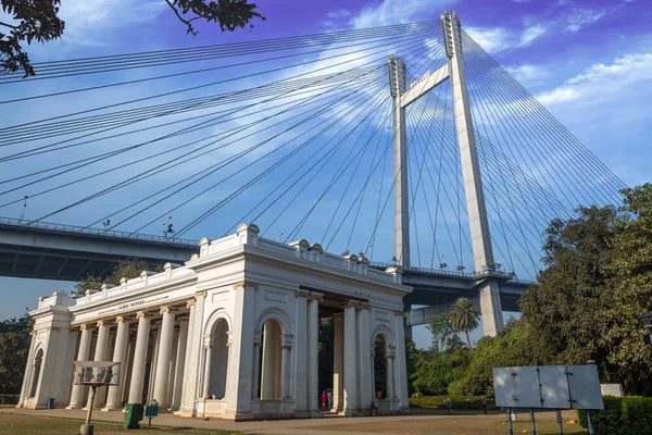 Princep Memorial Ghat Een Opmerkelijke Bezienswaardigheid Kolkata India Met Uitzicht — Stockfoto