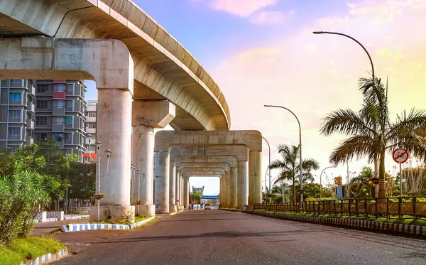 City Buildings Construction Bridge Sunrise Photograph Shot Rajarhat Area Kolkata — Stock Photo, Image