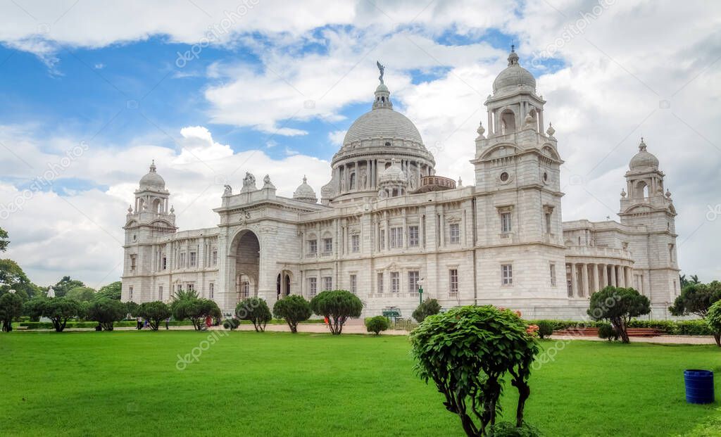 Victoria Memorial - A white marble architectural monument and museum built in the memory of Queen Victoria at Kolkata, India. 