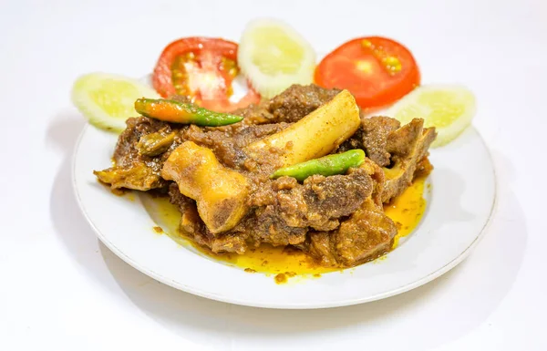 Popular Indian Bengali Food Meal Spicy Mutton Curry Popularly Known — Stock Photo, Image