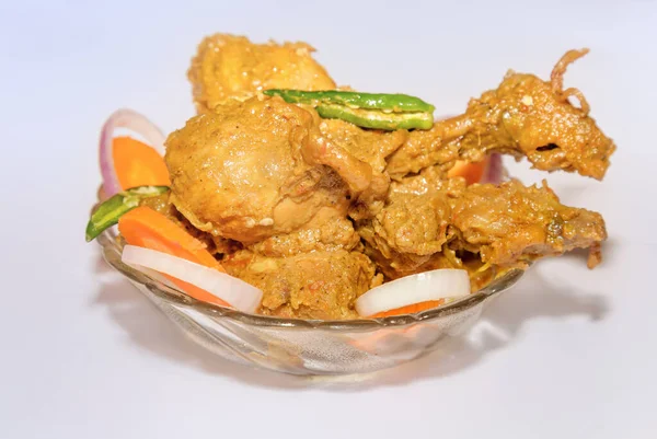 Популярная Индийская Еда Еда Острого Соуса Курица Подается Зеленым Чили — стоковое фото