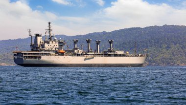 Hint donanma gemisi denizde, Port Blair 'in yanında Andaman Hindistan' da..