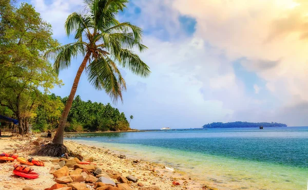 Landschaftlich Reizvolle Nordbucht Insel Meer Strand Andaman Indien Mit Stimmungsvollem — Stockfoto