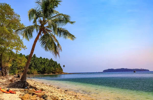 Escénica Isla North Bay Playa Mar Andaman India Con Cielo — Foto de Stock