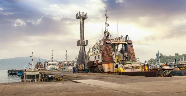 Port Blair Hafen Andaman India Mit Blick Auf Schiffskräne Und — Stockfoto