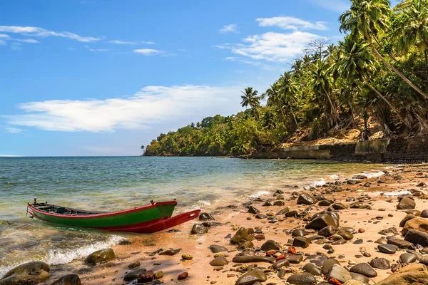 Escénico Ross Isla Mar Playa Andaman Con Barco Madera — Foto de Stock