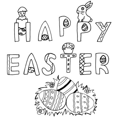 Mutlu Paskalya el afiş çizimi