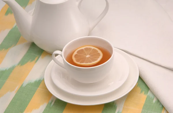 Tea saucer cup and napkin — Stock Photo, Image