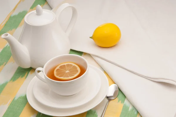 Tea saucer cup and napkin — Stock Photo, Image