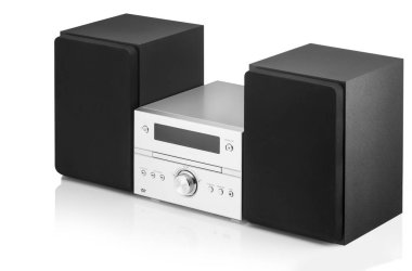 Beyaz bir arka planda müzik sistemi