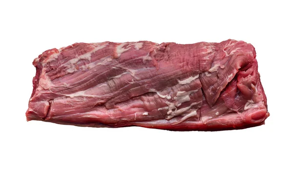 Kousek čerstvého syrového masa na bílém pozadí — Stock fotografie
