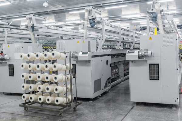 production of threads in a textile factory