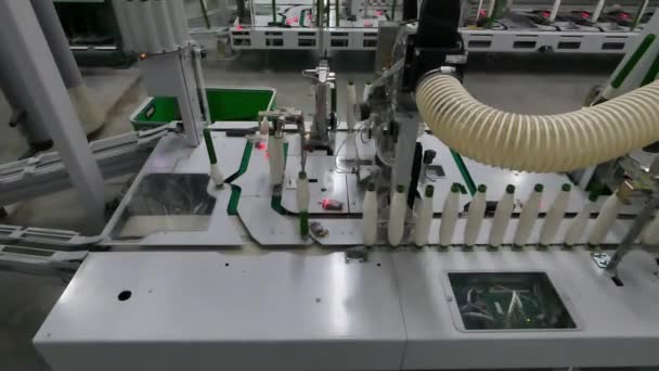 Maskiner Och Utrustning Verkstaden För Produktion Tråd Närbild Interiör Industriella — Stockvideo