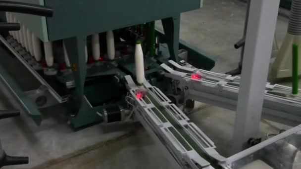 Maquinaria Equipo Taller Para Producción Hilo Primer Plano Interior Fábrica — Vídeo de stock