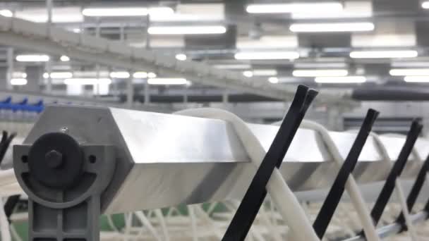 Gépek Berendezések Műhelyben Szál Gyártása Áttekintése Belső Ipari Textilgyár Kamera — Stock videók