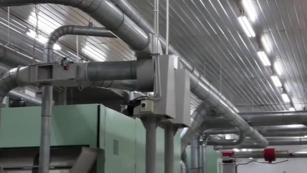 Pipe System Production Equipment Factory Camera Motion — Stock Video