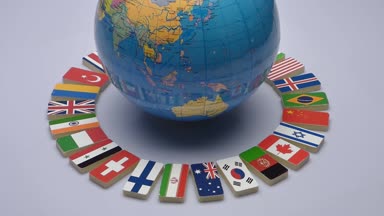 Dünya Dünya, studio video bayrakları ile döner. Bir dünya Commonwealth kavramı