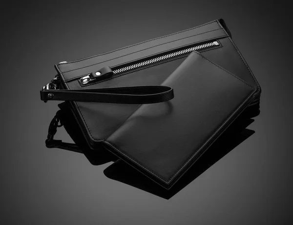 Men's wallet on a black background — Stock Photo, Image