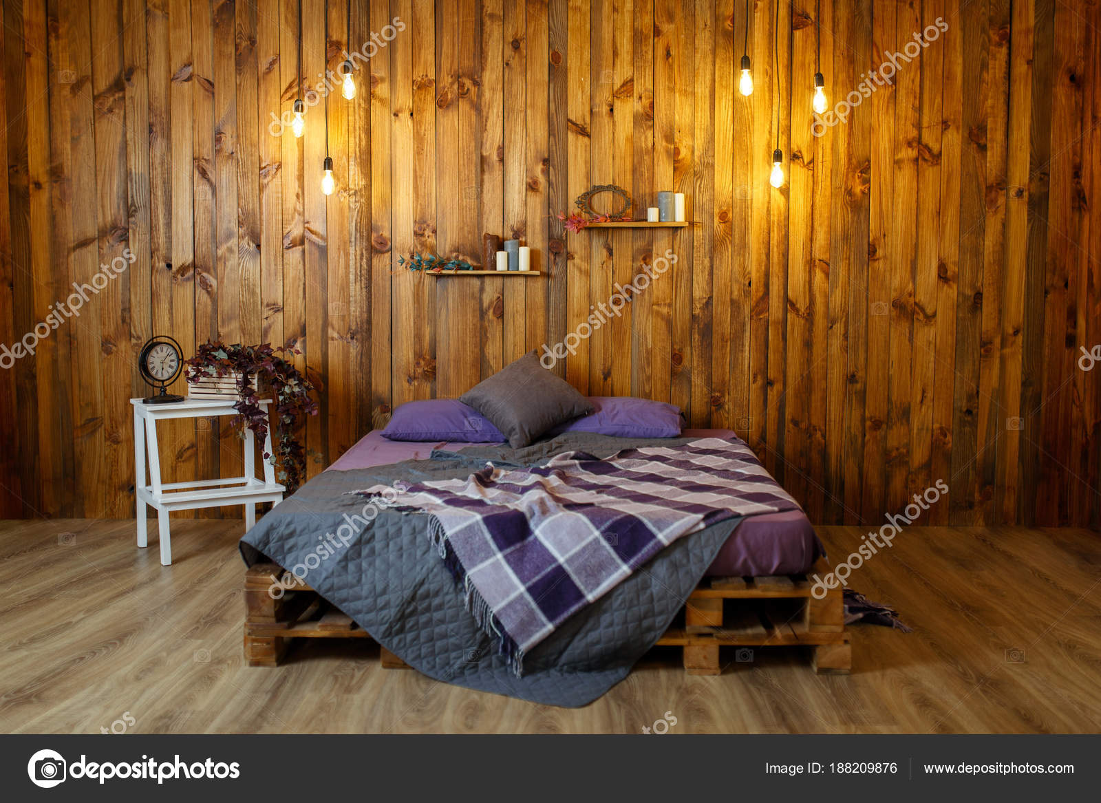 Room Loft Interior Bed Light Bulbs Candles Dark Wooden