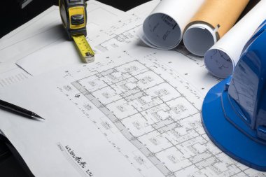 Mühendislik diyagramı blueprint kağıt çizim proje kroki