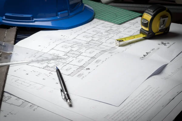Mühendislik diyagramı blueprint kağıt çizim proje kroki
