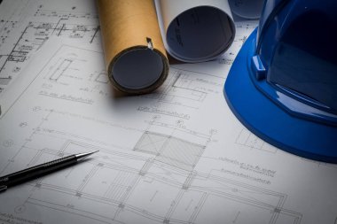 Mühendislik diyagramı blueprint kağıt çizim proje kroki