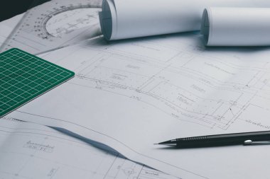 Mühendislik diyagramı blueprint kağıt çizim proje kroki kemer