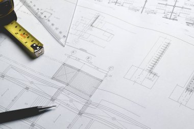 Mühendislik diyagramı blueprint kağıt Proje hazırlanması