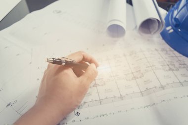 Mühendislik diyagramı blueprint kağıt çizim proje kroki kemer