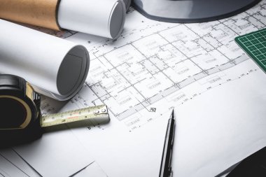 Mühendislik diyagramı blueprint kağıt Proje hazırlanması