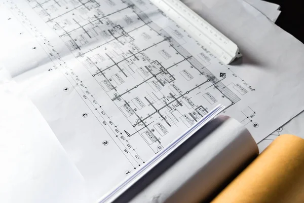 Mühendislik diyagramı blueprint kağıt Proje hazırlanması