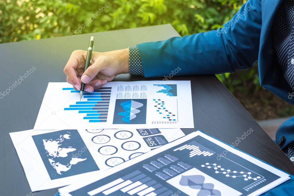 business statistics success concept : businessman analytics fina