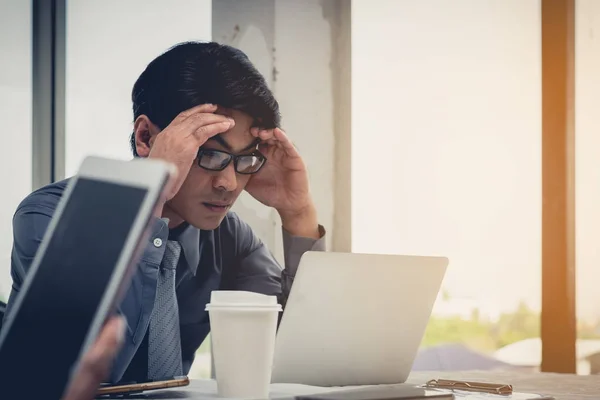 business failure concept : businessman stressed sitting ,problem