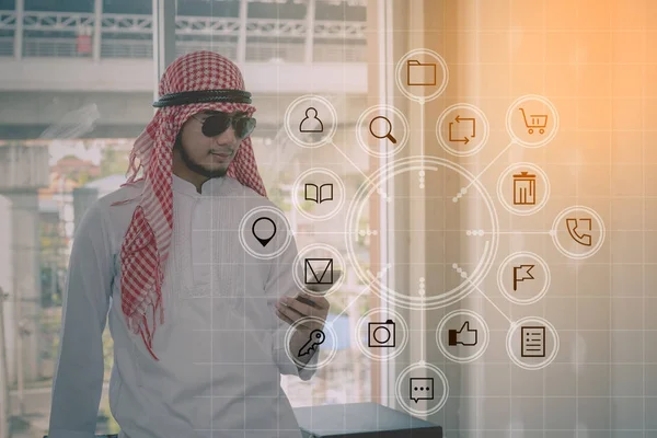Biznes komunikacja koncepcja: profesjonalne ara Bliskiego Wschodu — Zdjęcie stockowe