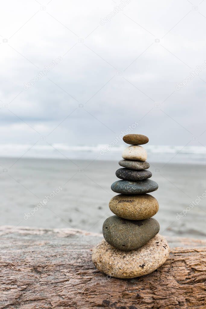 stones in perfect balance at the beach