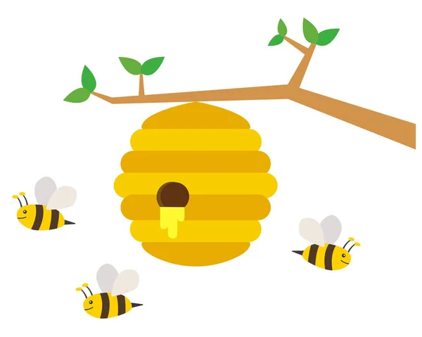 Медове Бджолине Гніздо Дереві Векторна Графіка — стоковий вектор