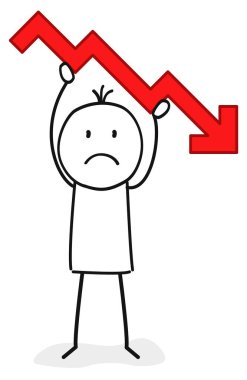 Bir ok aşağı grafiği olan kişi