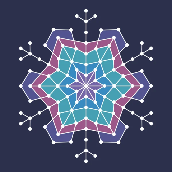 Copo de nieve geométrico con líneas y círculos — Vector de stock