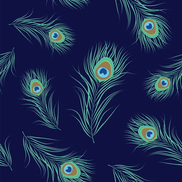Plume de paon motif sans couture — Image vectorielle