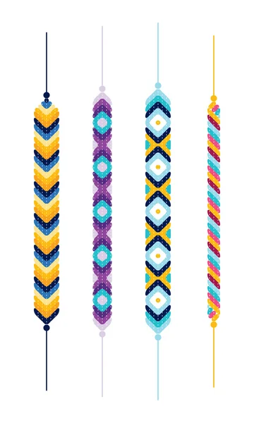 Conjunto de pulseras hippie amistad multicolor — Vector de stock