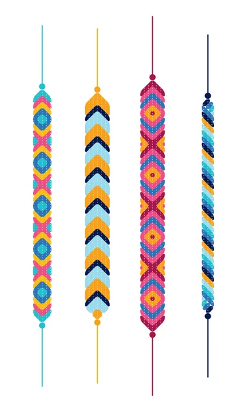 Набор разноцветных браслетов хиппи дружбы — стоковый вектор