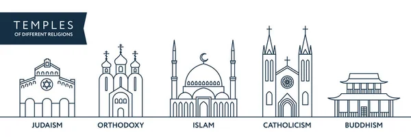 Dünya farklı dinlerin tapınakları. Infographics